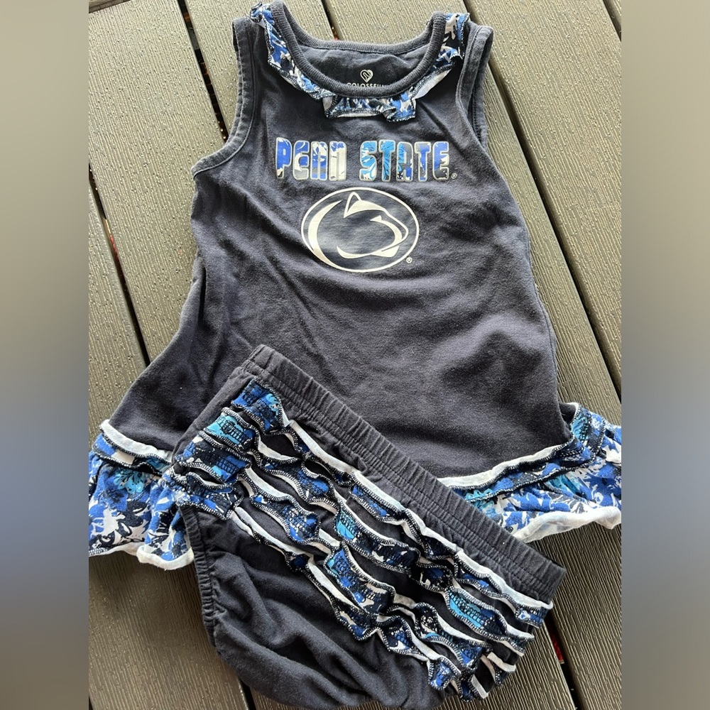 Girls' Navy Ruffle Tank Dress with Bloomer